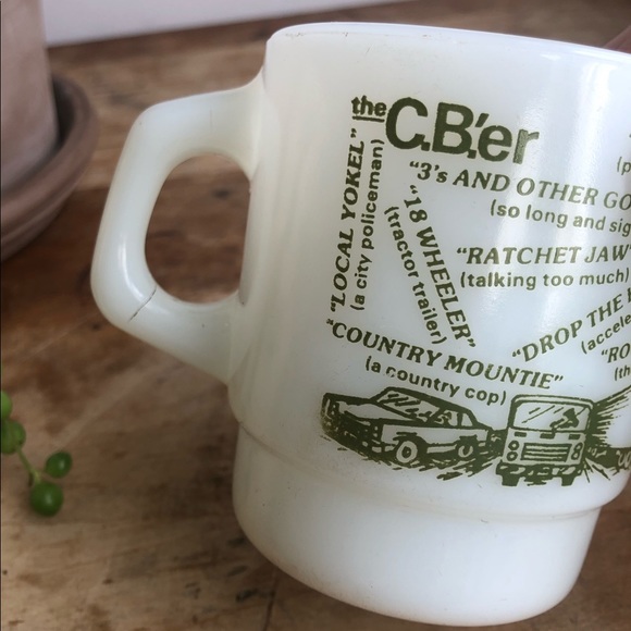 Vintage Fire King the CB'er Trucker Slang Milk Glass Coffee Mug - Picture 4 of 8